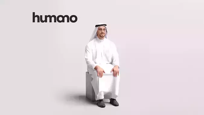 Humano Arab Man in thobe sitting -2406-062-6729 3D model