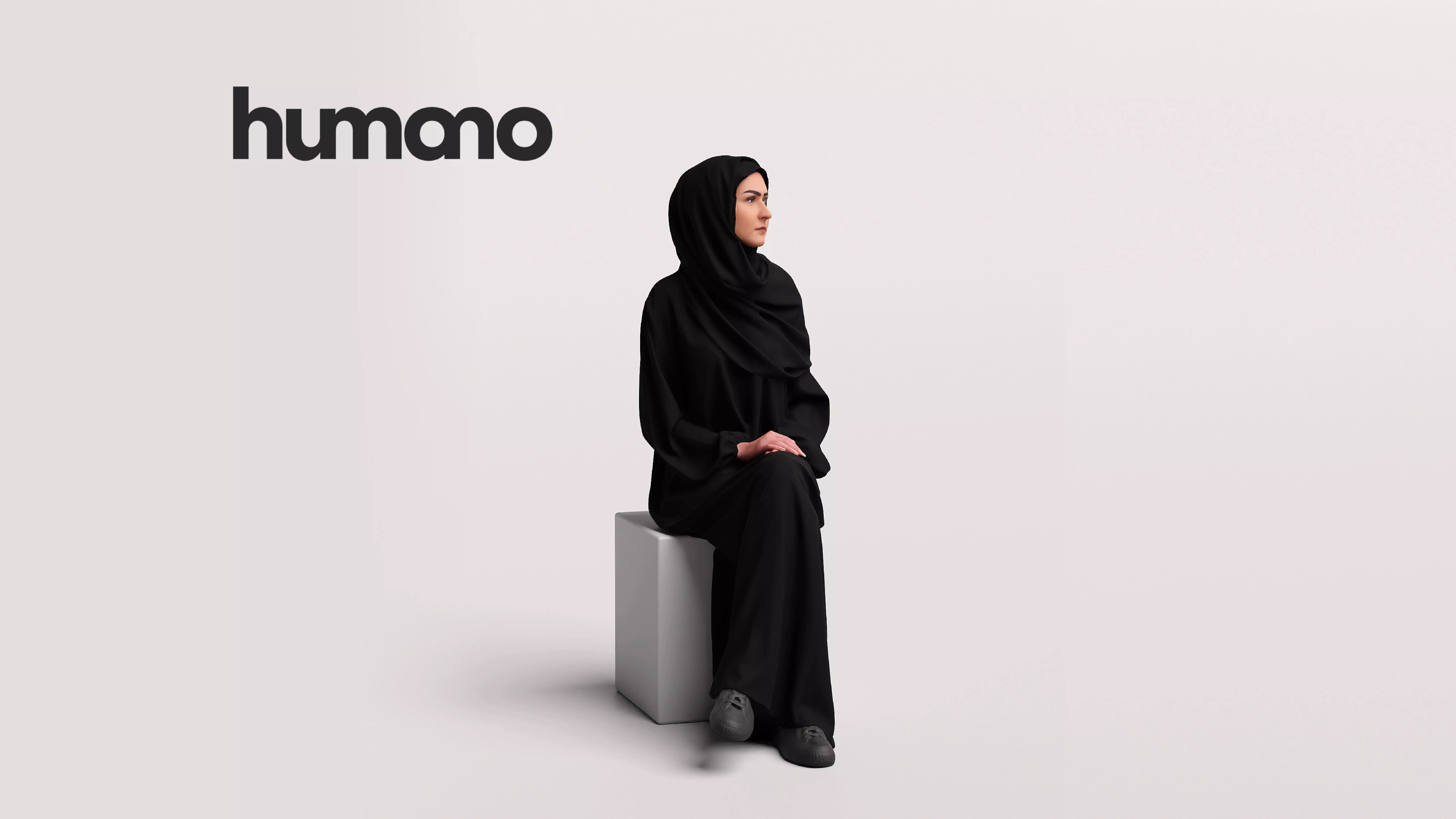 Humano Arab Woman in abaya sitting -2406-052-6515 3D model