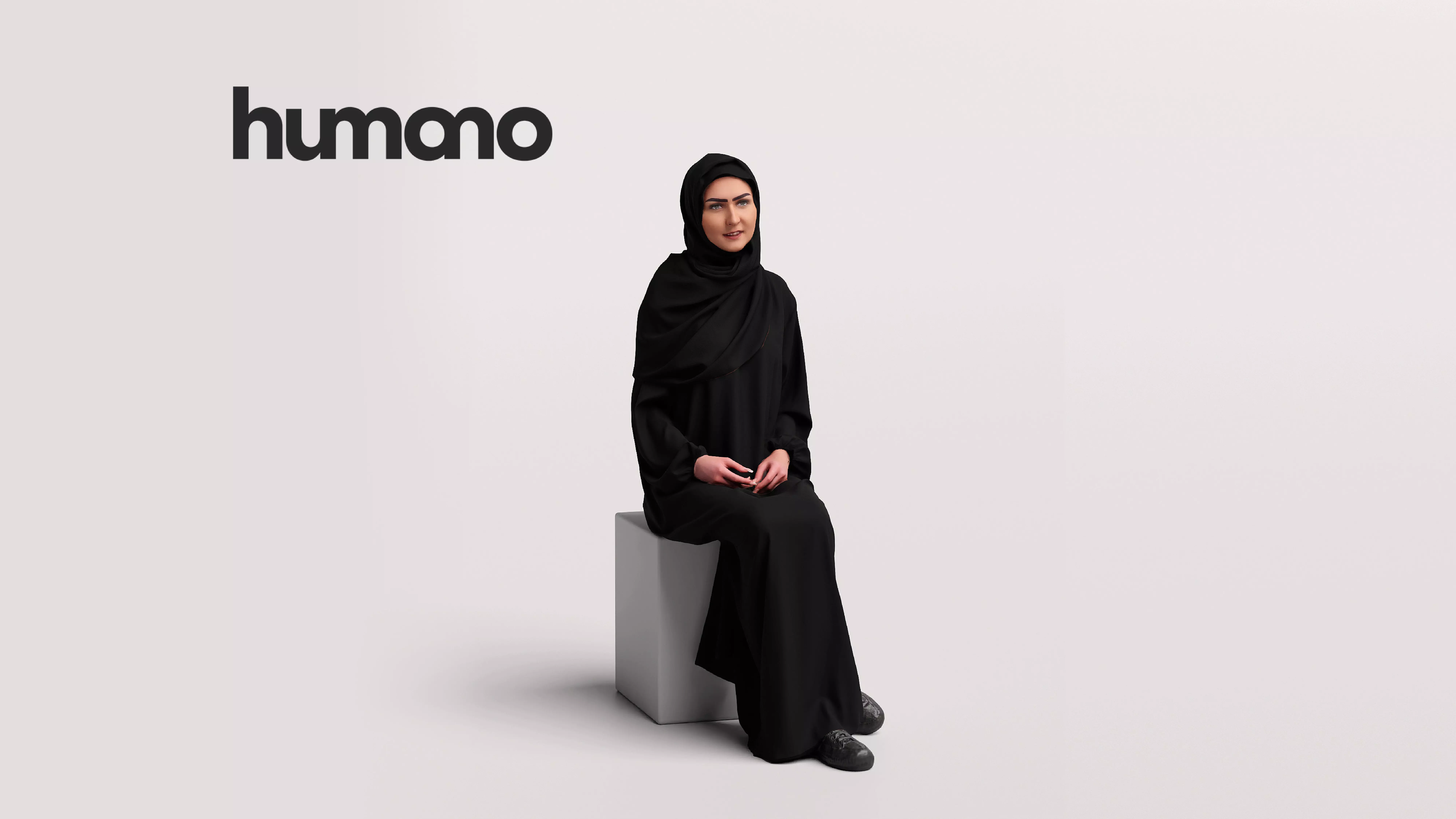 Humano Arab Woman in abaya sitting -2406-052-6512 3D model
