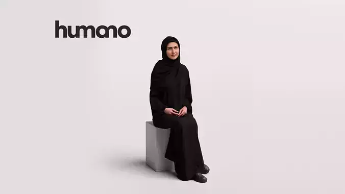 Humano Arab Woman in abaya sitting -2406-052-6512 3D model