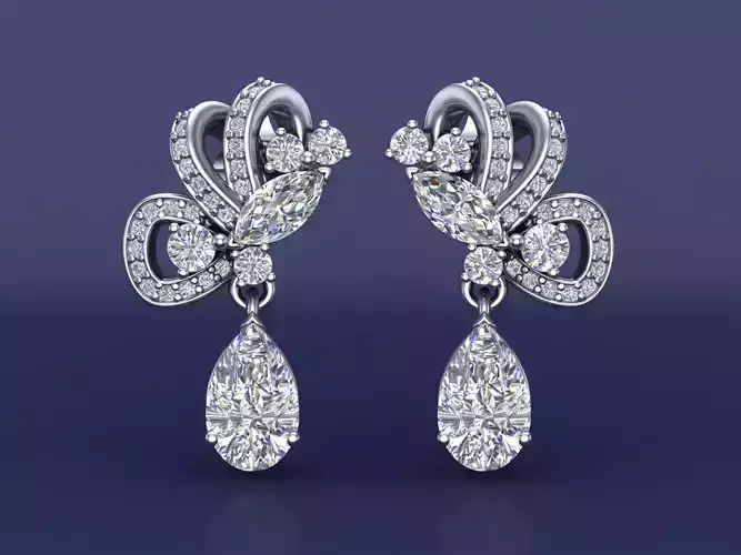 Pear and Marquise Engagement Diamond Earrings Design 