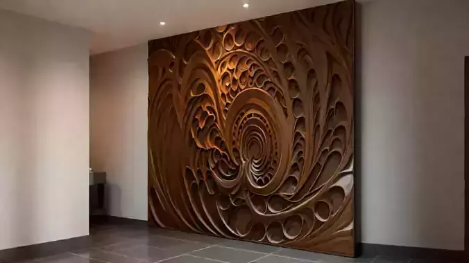 modern panel wall decor set relief stl mural CNC 191