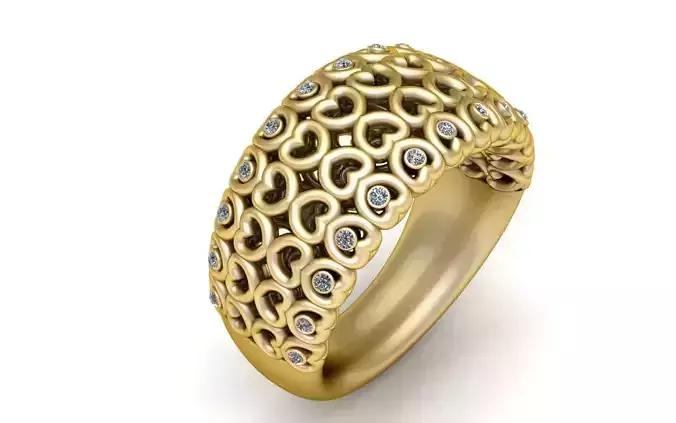 HEARTS DESIGN PRECIOUS RING 3D PRINTABLE MODEL 3D print model