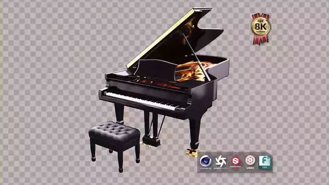 Grand Piano Low-poly 3D model