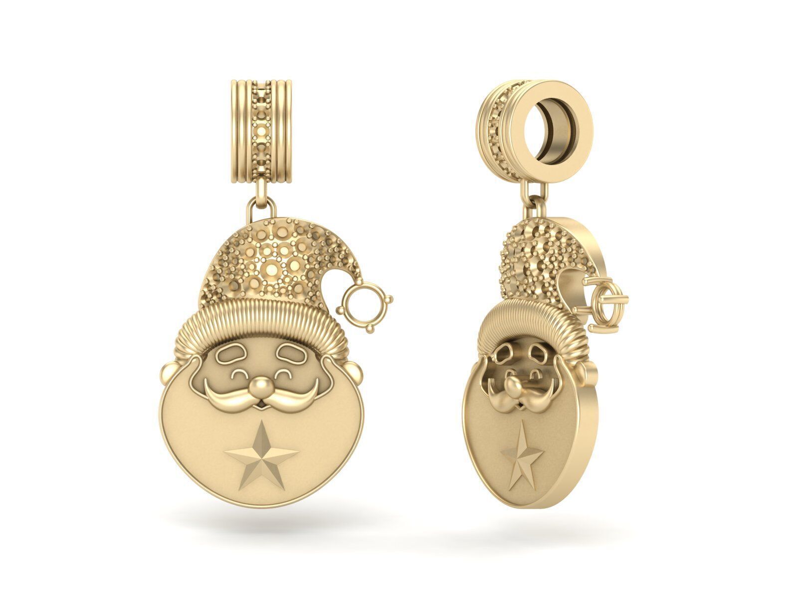 Santa Claus pendant necklace with diamonds hat for Christmas 3D print model_3