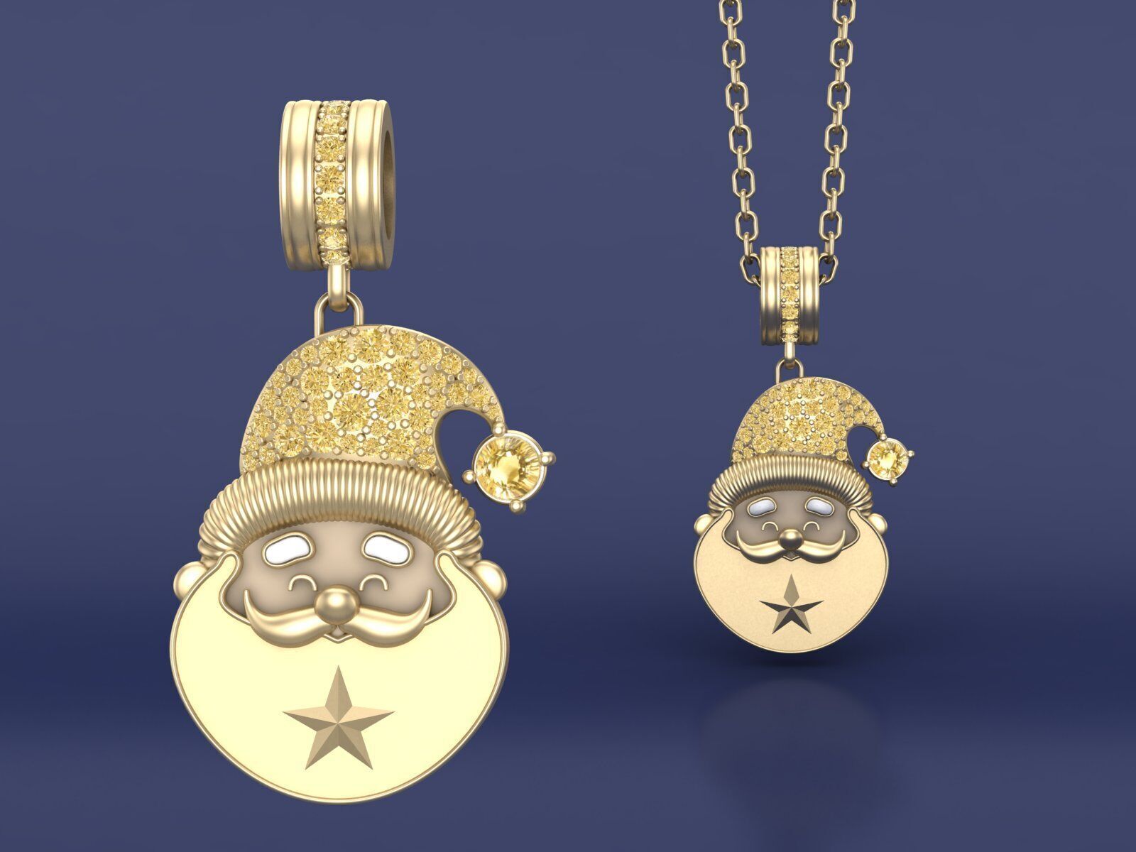 Santa Claus pendant necklace with diamonds hat for Christmas 3D print model_1