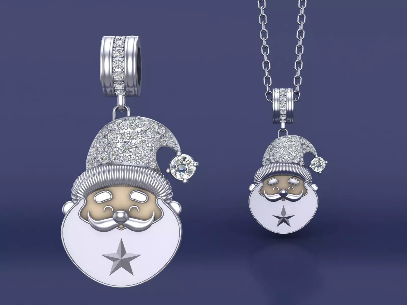 Santa Claus pendant necklace with diamonds hat for Christmas 3D print model_0