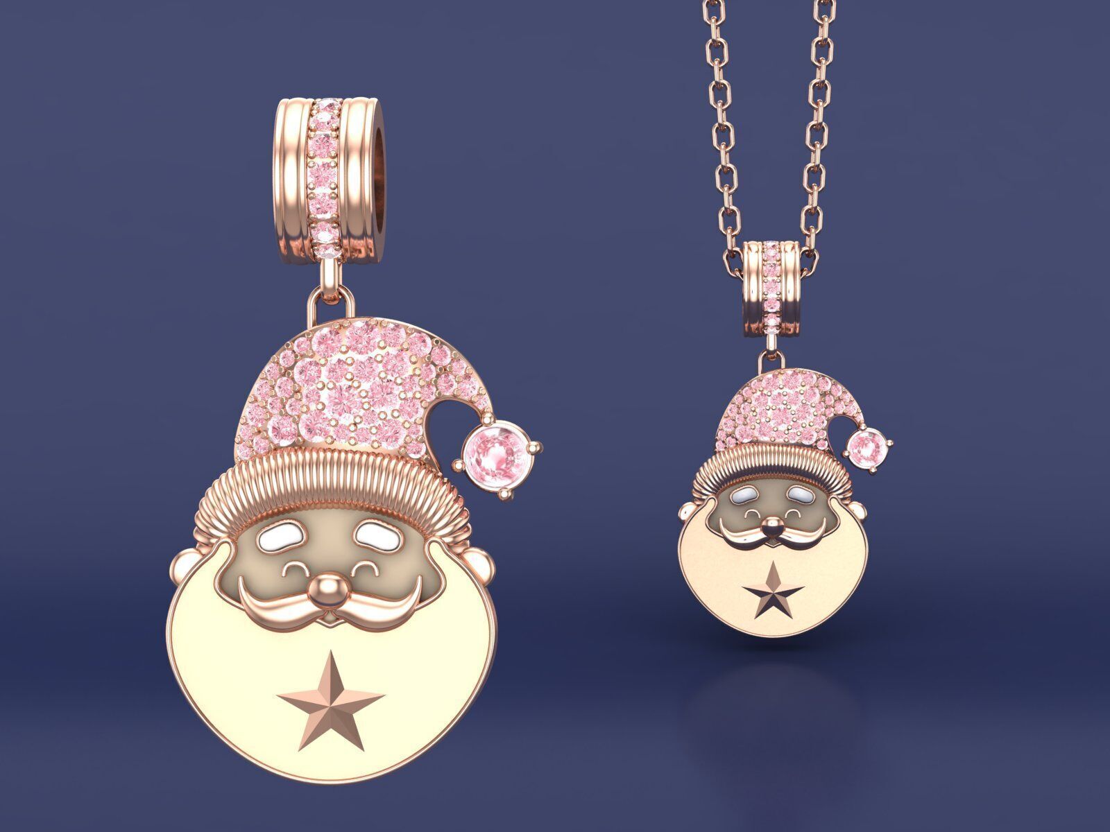 Santa Claus pendant necklace with diamonds hat for Christmas 3D print model_2