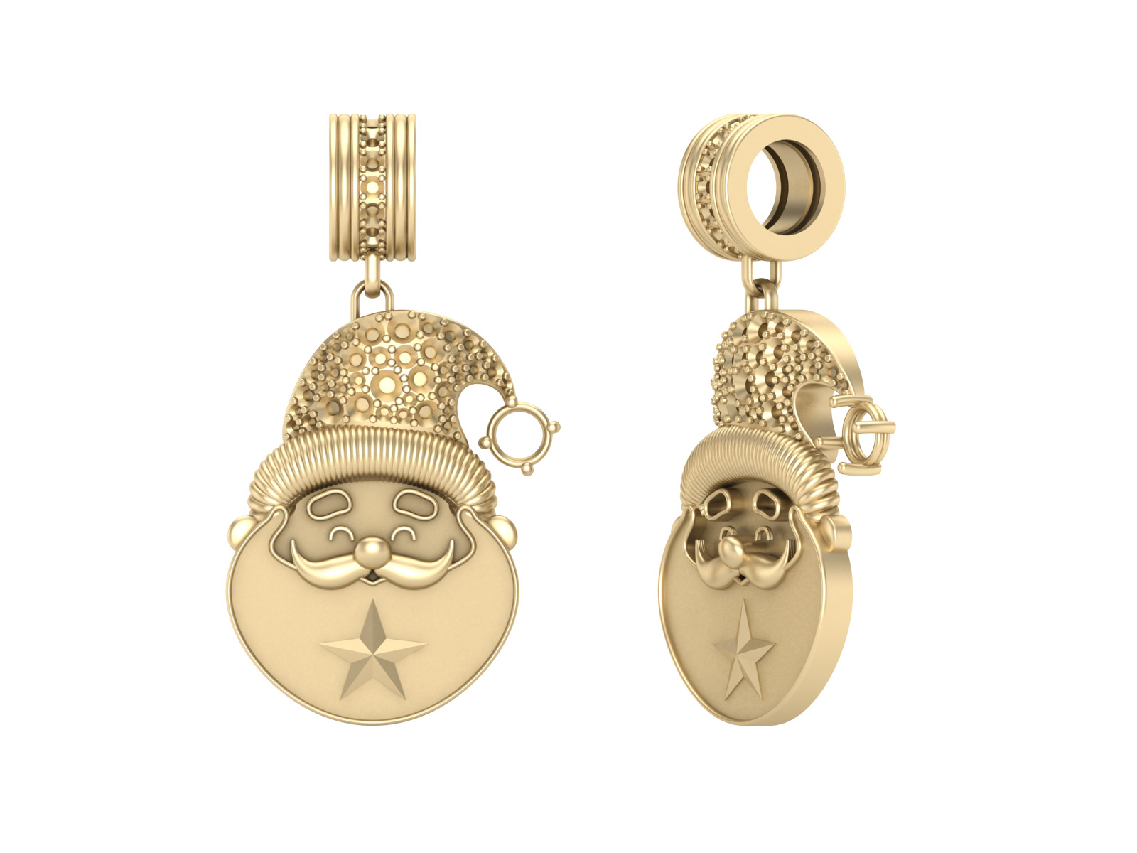 Santa Claus pendant necklace with diamonds hat for Christmas 3D print model_4