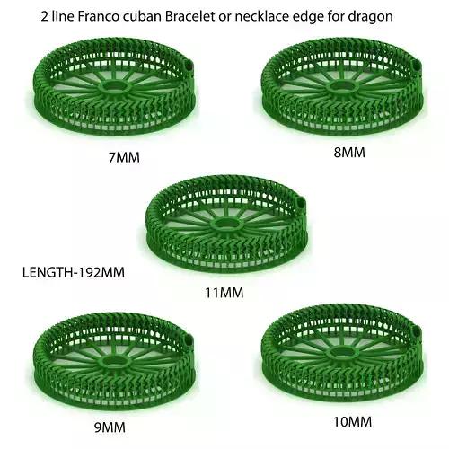5 Size 2 line spiral Franco Cuban Bracelet or necklace edge 3D Model Collection