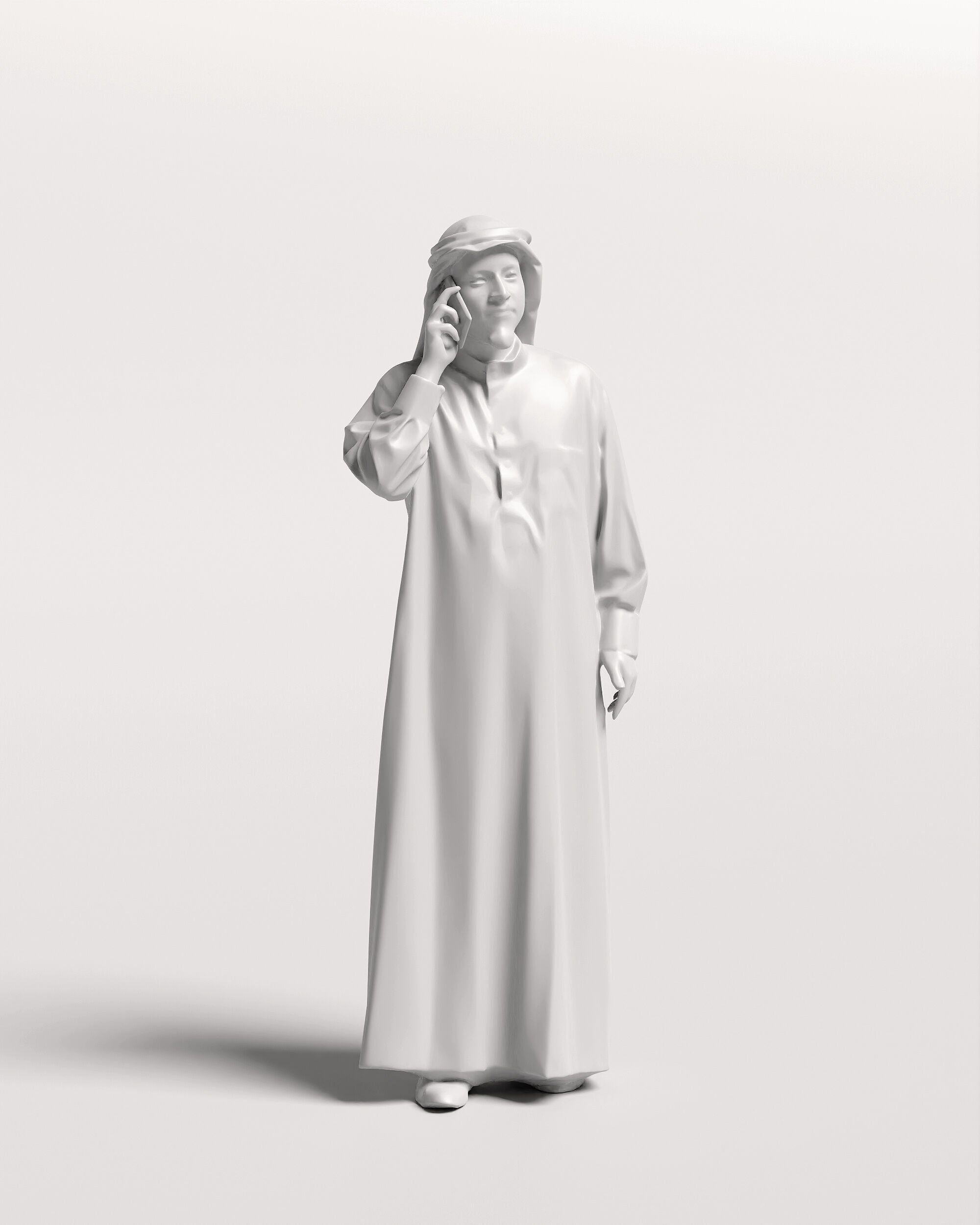 Humano Arab Man in thobe standing  with phone -2407-067-6055 3D model_3
