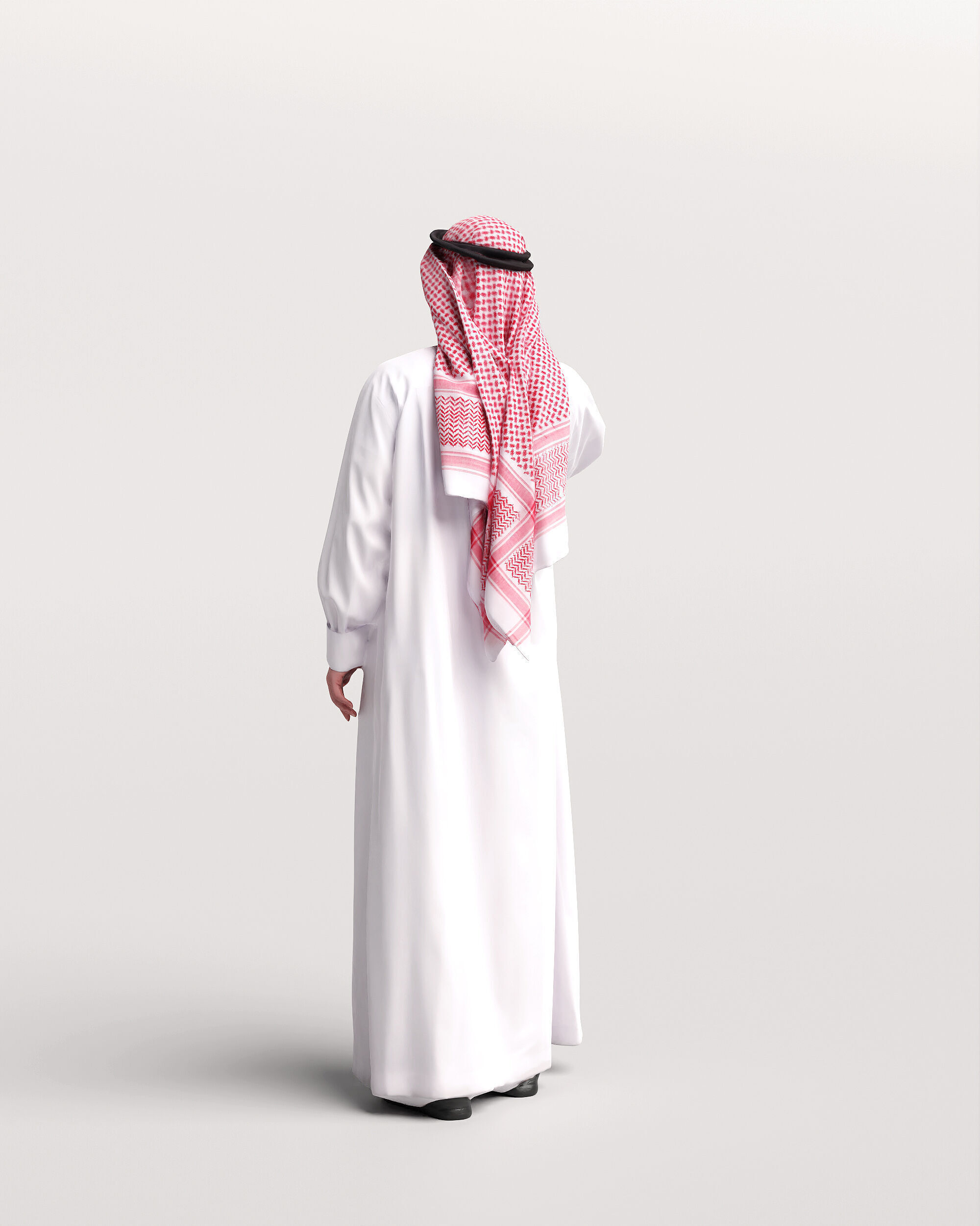 Humano Arab Man in thobe standing  with phone -2407-067-6055 3D model_7
