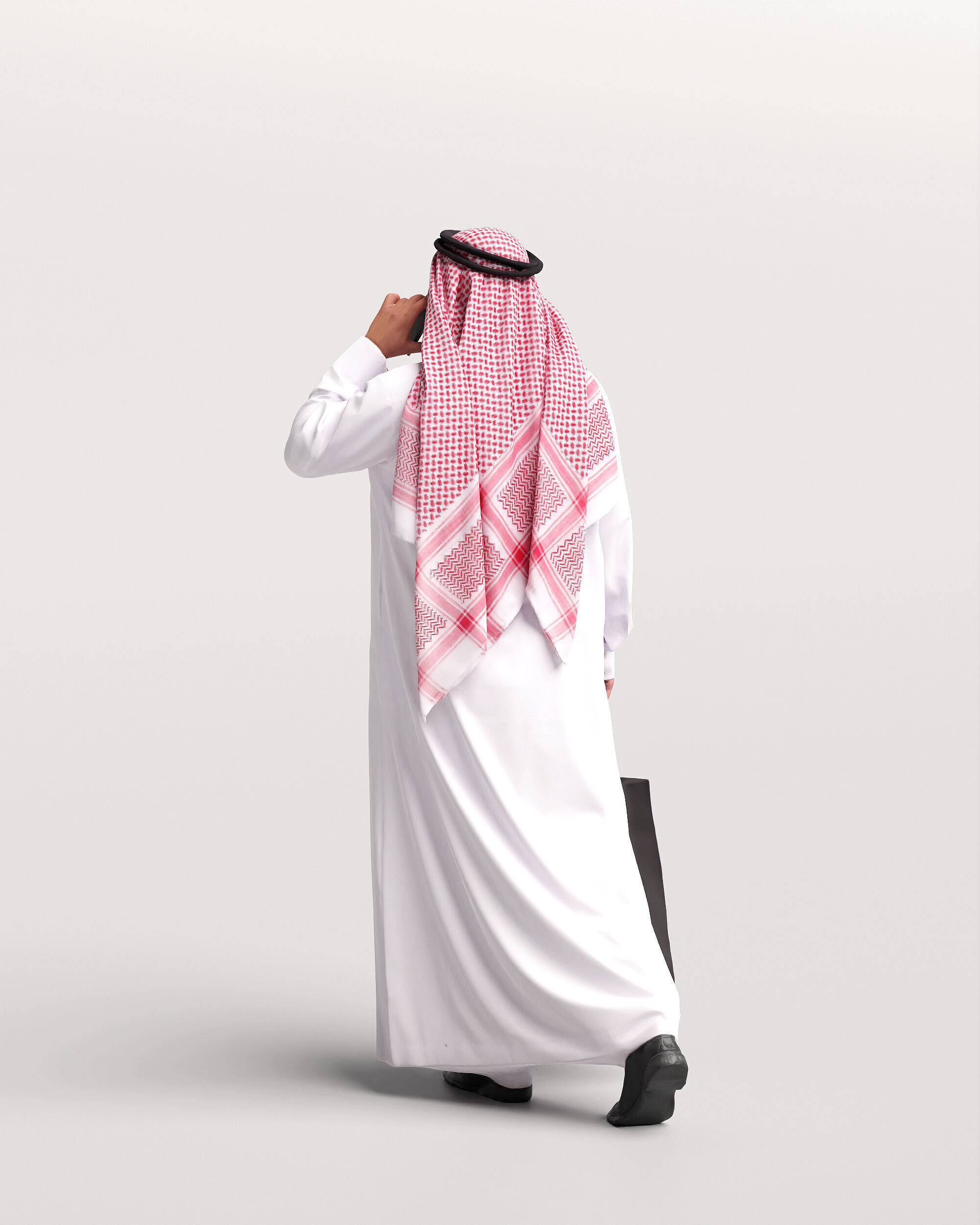 Humano Arab Man in thobe walking with bag phone -2407-065-7065 3D model_7
