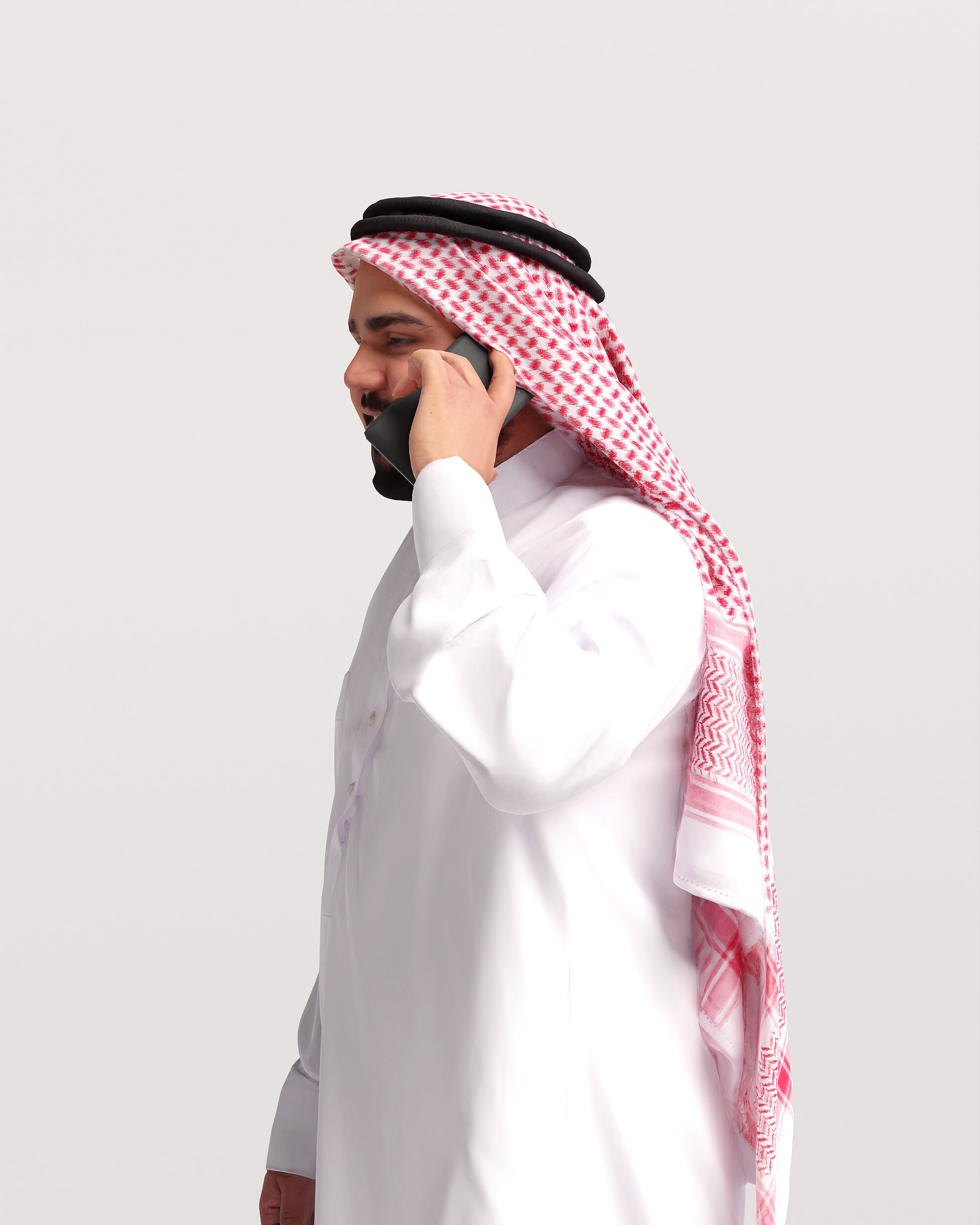 Humano Arab Man in thobe walking with bag phone -2407-065-7065 3D model_10