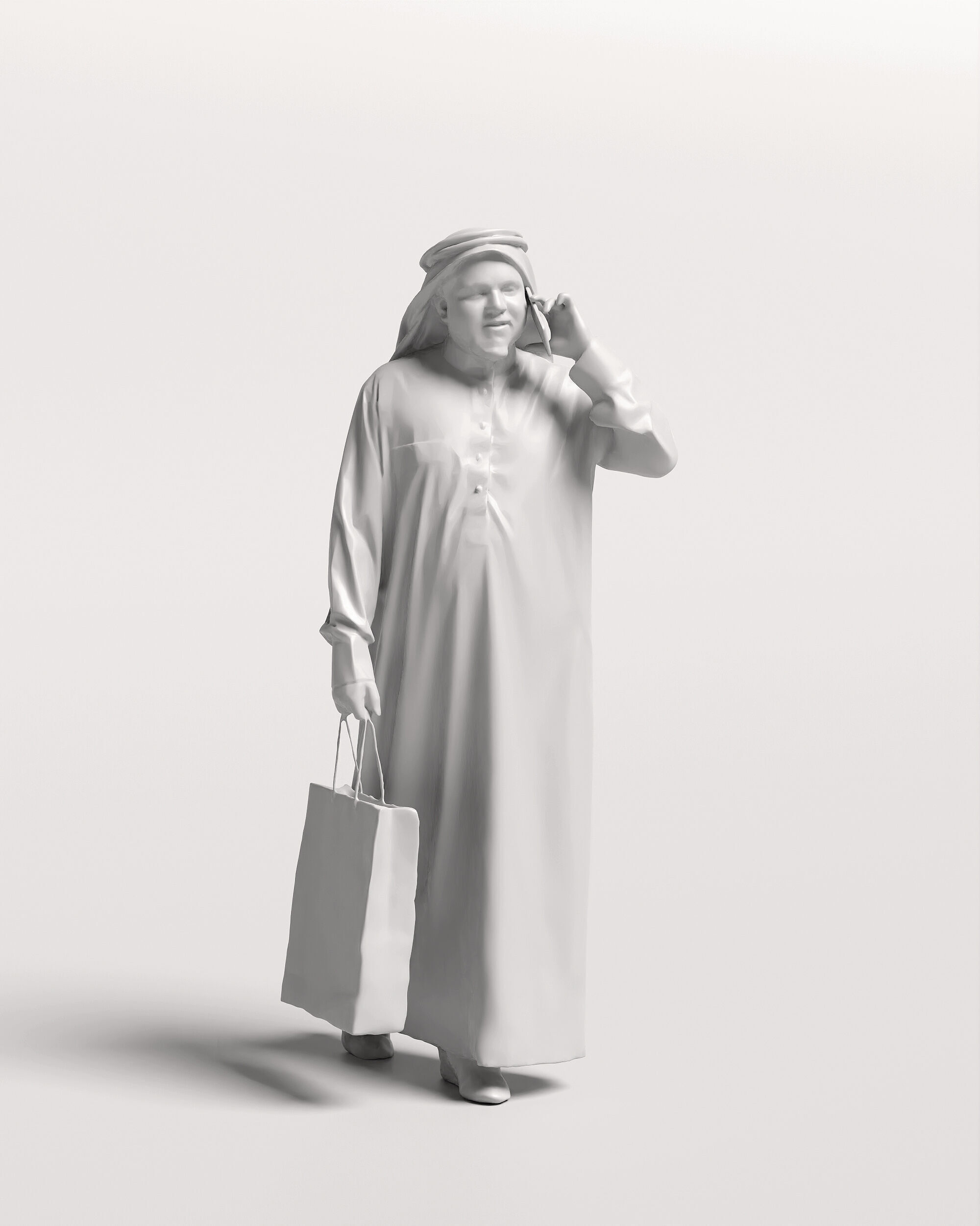 Humano Arab Man in thobe walking with bag phone -2407-065-7065 3D model_3