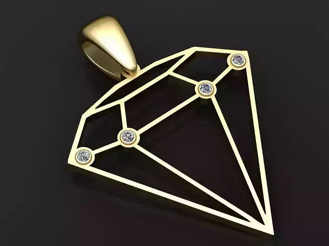 DIAMOND SHAPE GOLDEN PENDANT 3D PRINTABLE MODEL