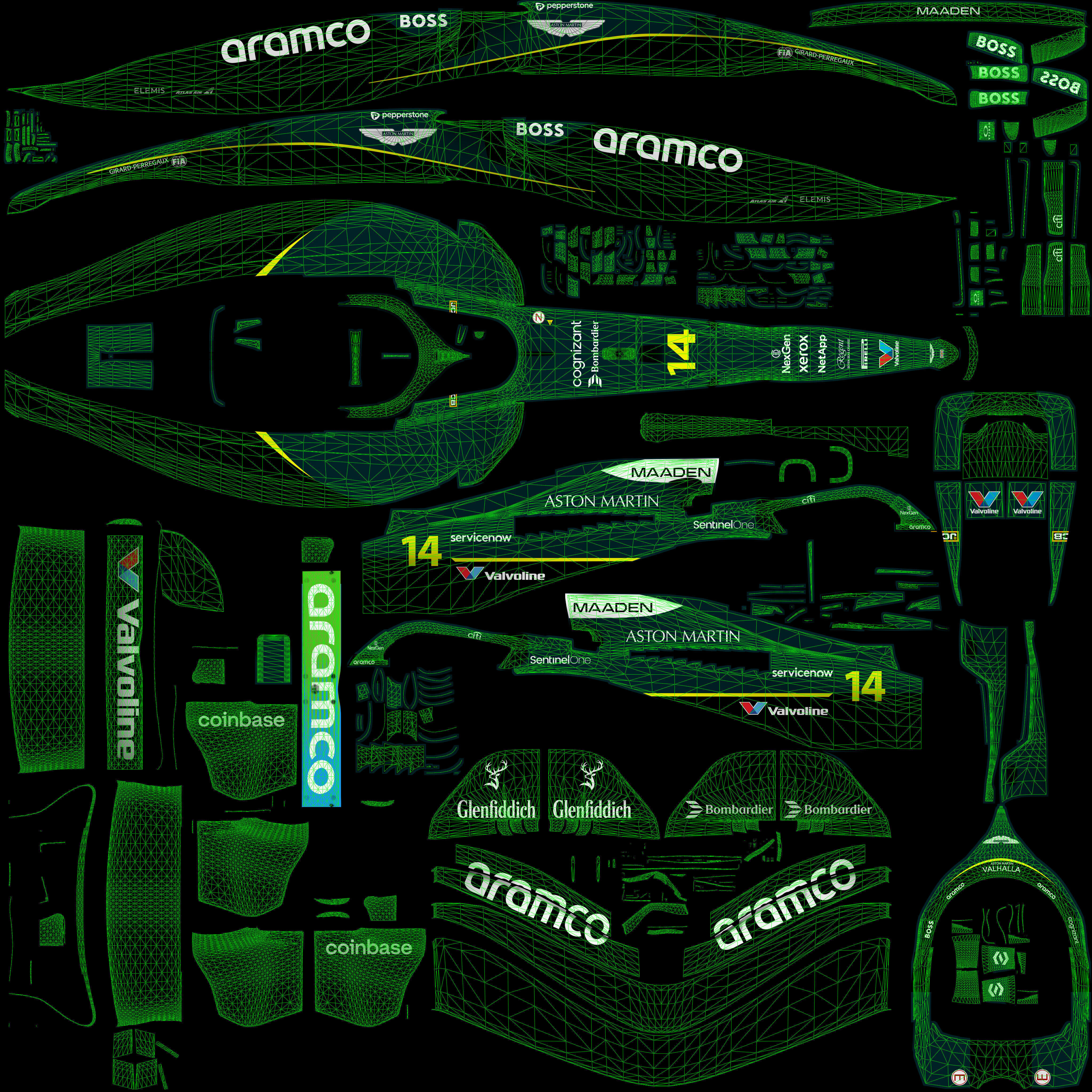 F1 2025 Aston Martin AMR25 Formula 1 Race Car Low-poly 3D model Low-poly 3D model_15