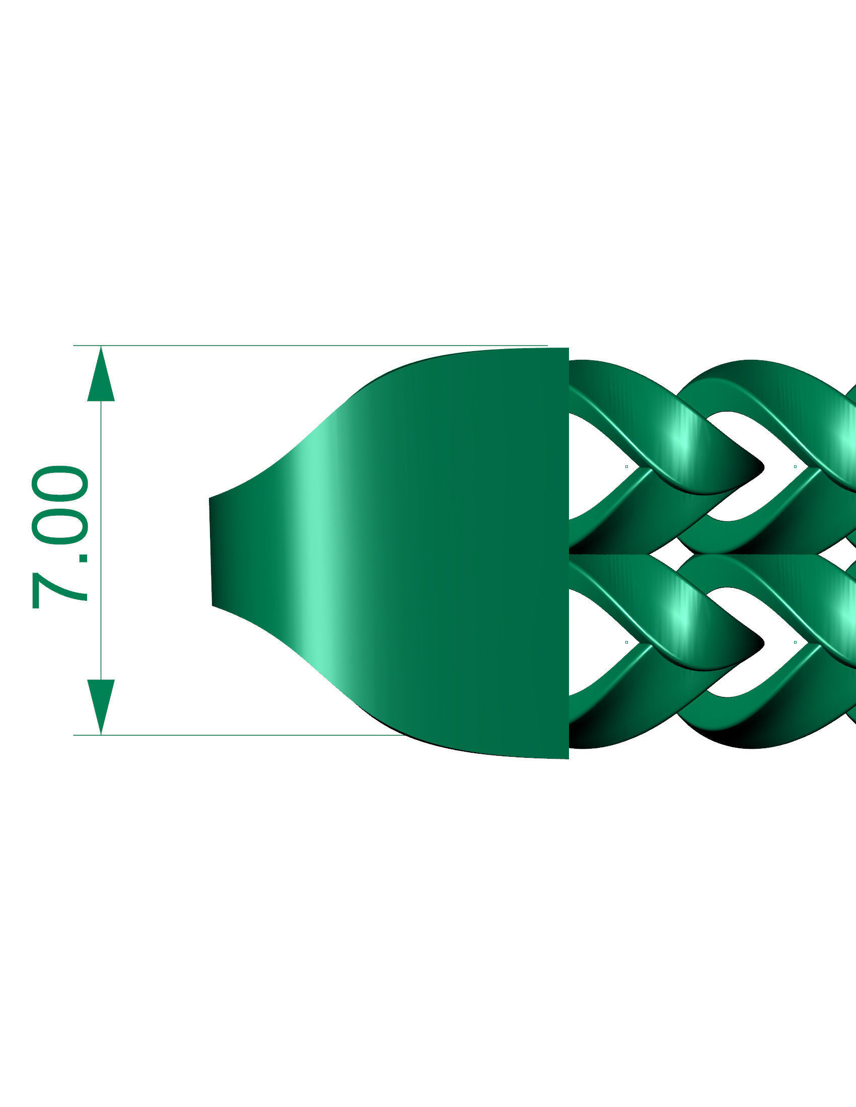 5 Size 2 line Strick Franco Cuban Bracelet or necklace 3D Model Collection_1