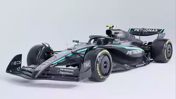 F1 2025 Mercedes W16 Formula 1 Race Car Low-poly 3D model Low-poly 3D model