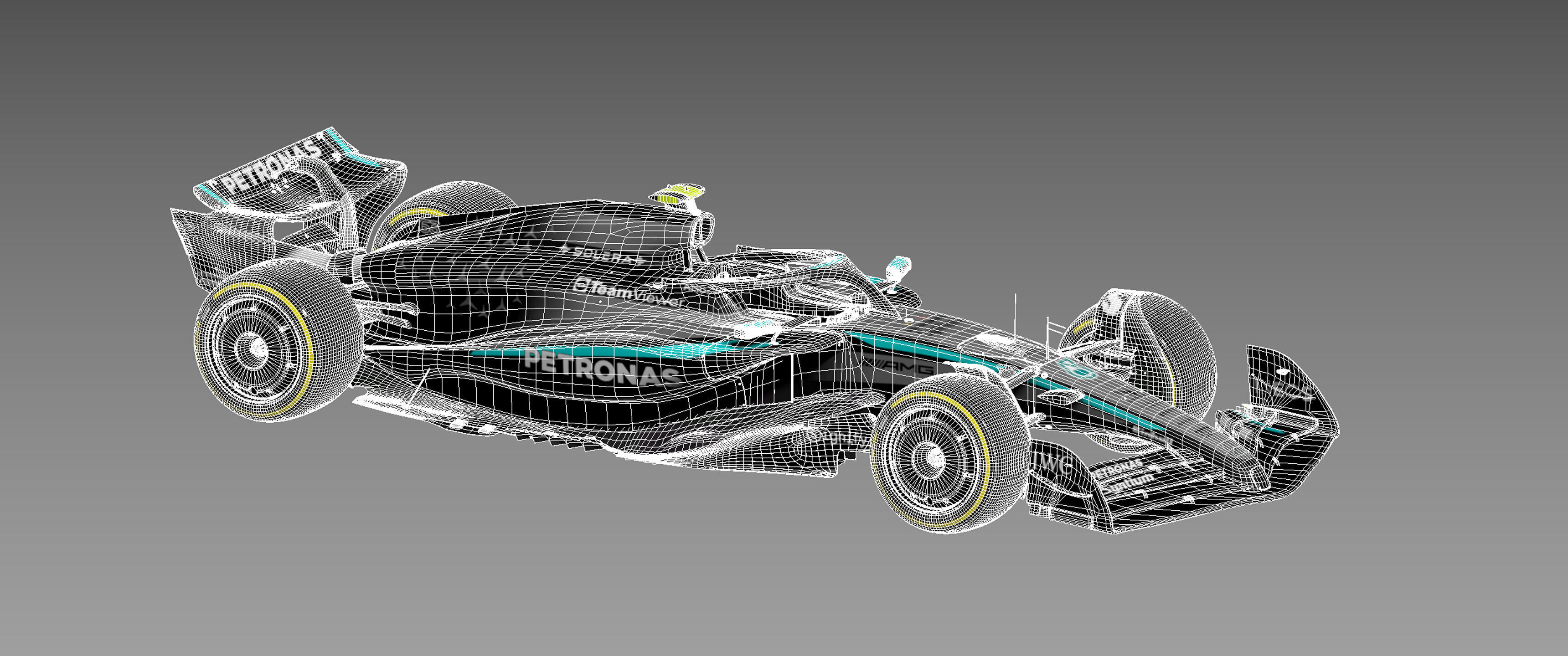 F1 2025 Mercedes W16 Formula 1 Race Car Low-poly 3D model Low-poly 3D model_16