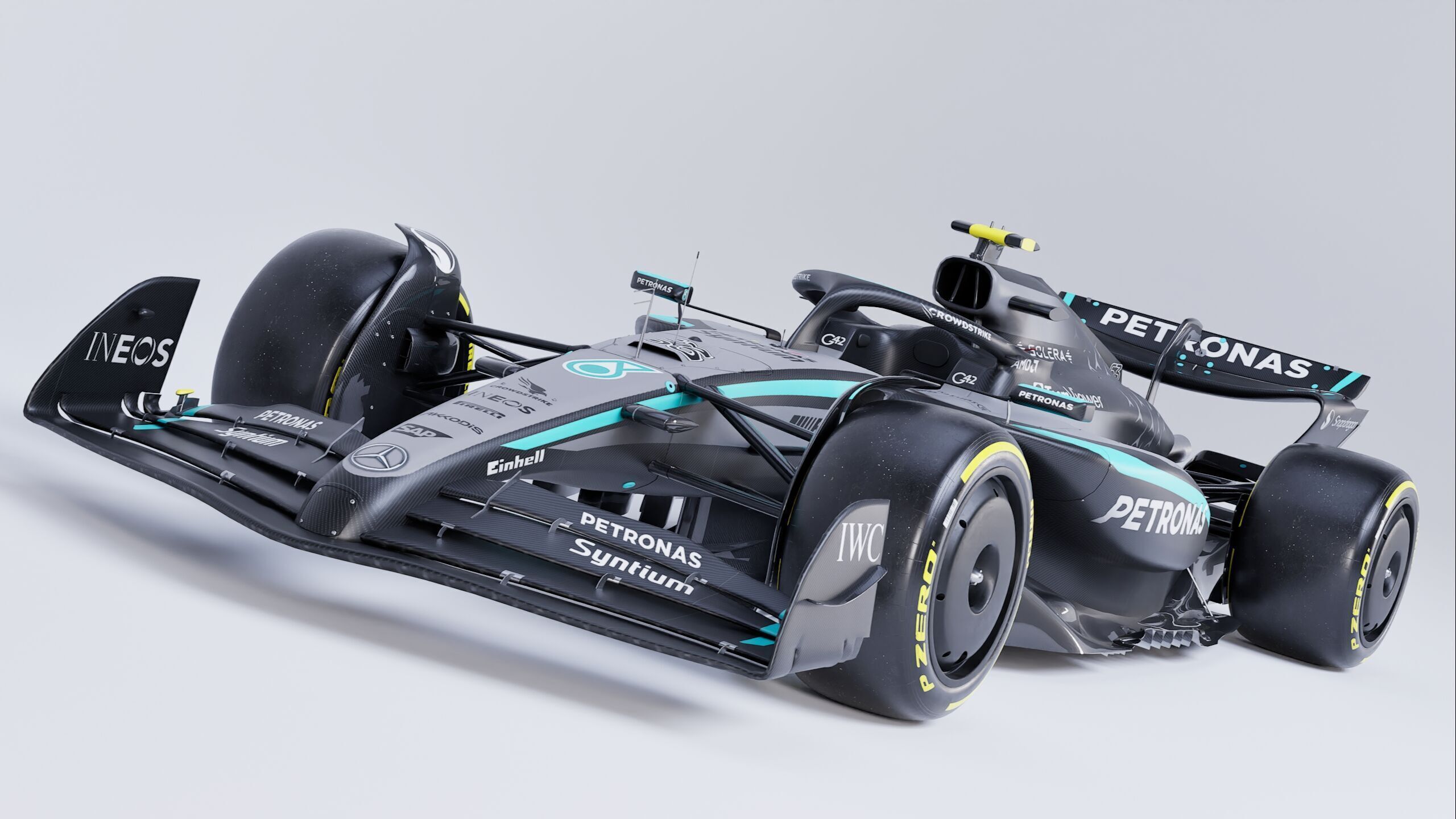 F1 2025 Mercedes W16 Formula 1 Race Car Low-poly 3D model Low-poly 3D model_7