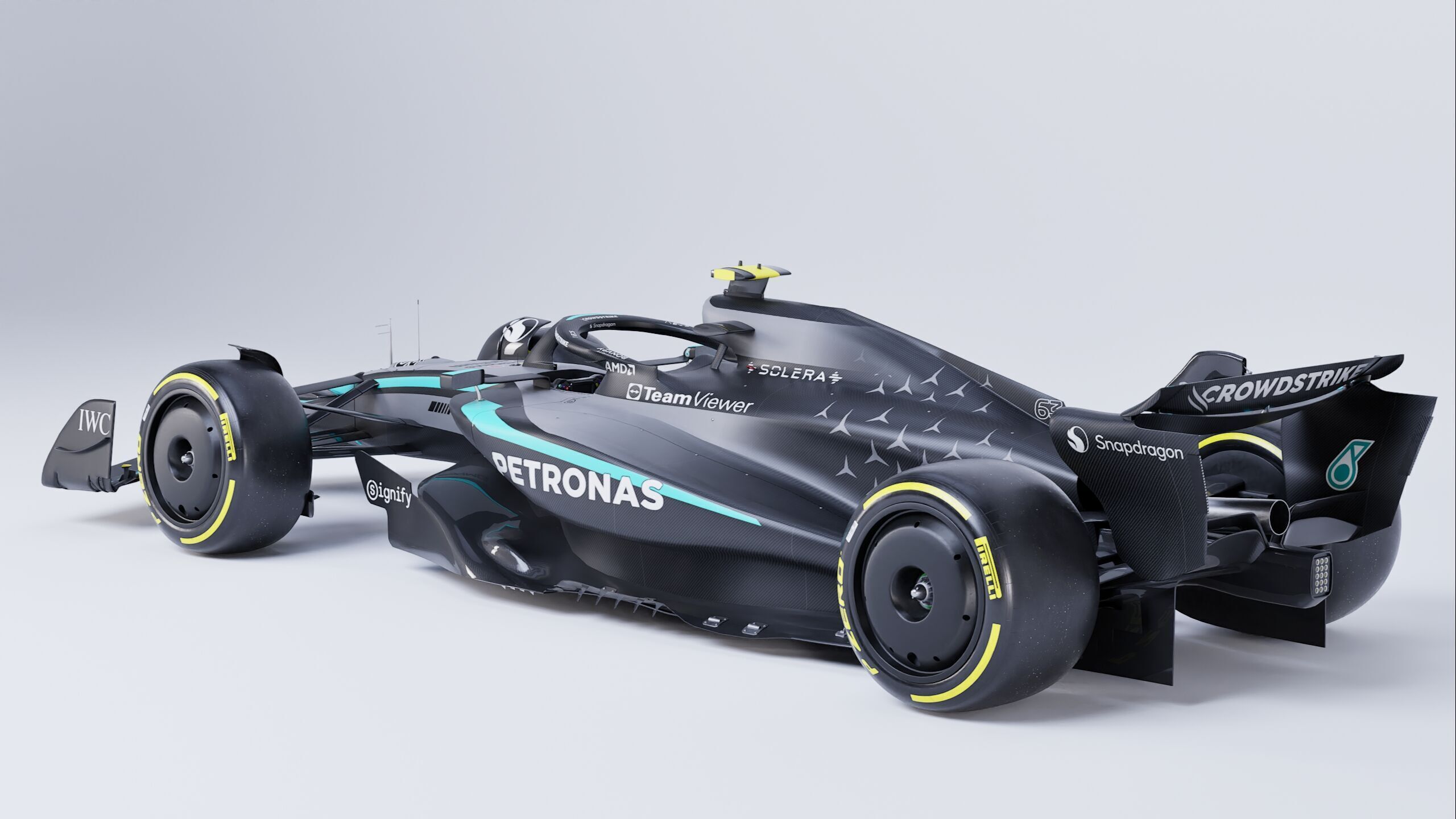 F1 2025 Mercedes W16 Formula 1 Race Car Low-poly 3D model Low-poly 3D model_11