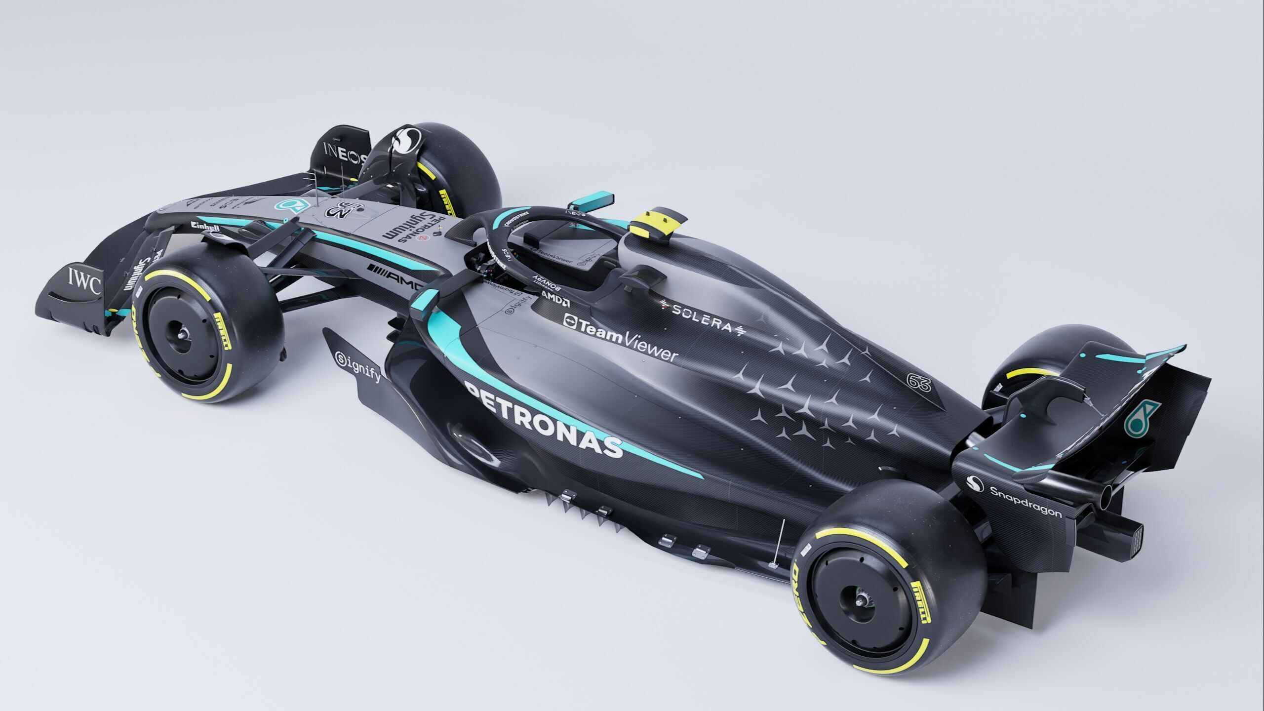 F1 2025 Mercedes W16 Formula 1 Race Car Low-poly 3D model Low-poly 3D model_8