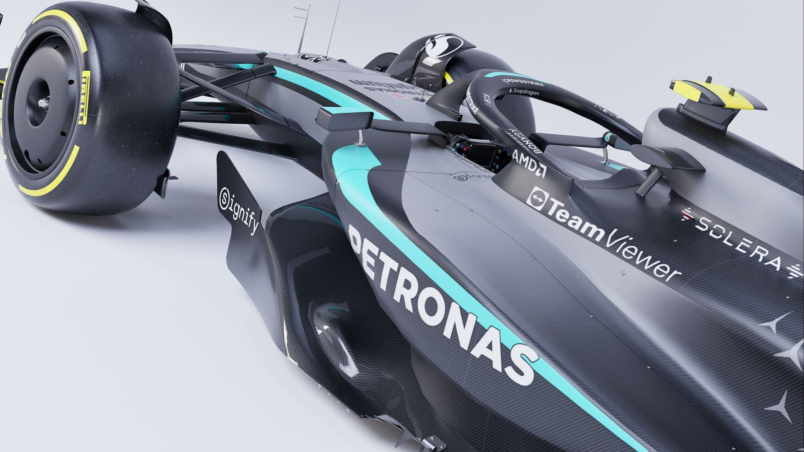 F1 2025 Mercedes W16 Formula 1 Race Car Low-poly 3D model Low-poly 3D model_9