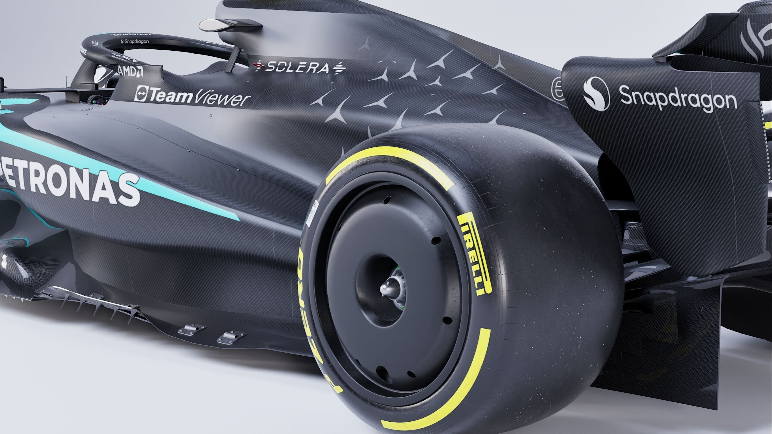 F1 2025 Mercedes W16 Formula 1 Race Car Low-poly 3D model Low-poly 3D model_6