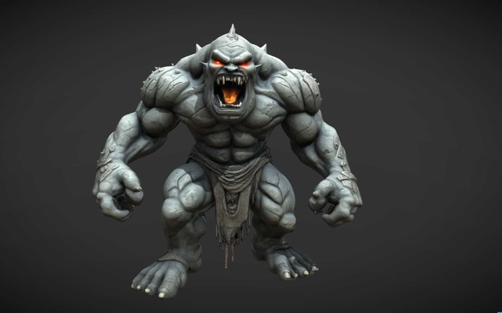 Ogre Giant Warrior Monster Game Ready Low-poly 3D model_5