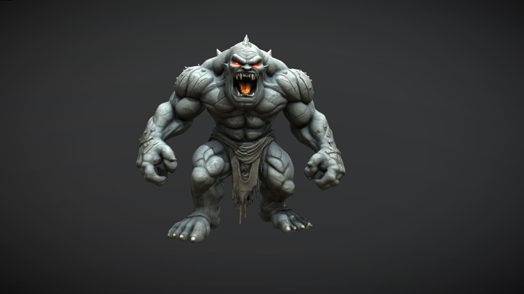 Ogre Giant Warrior Monster Game Ready Low-poly 3D model_6