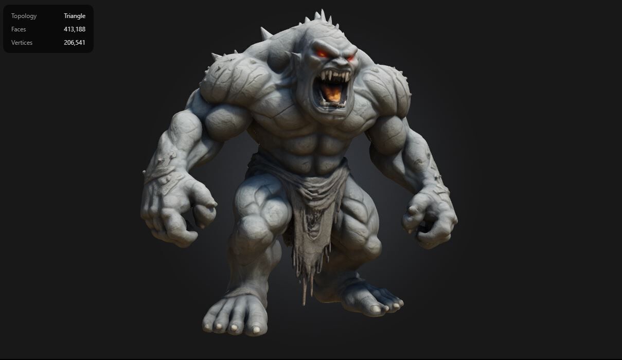 Ogre Giant Warrior Monster Game Ready Low-poly 3D model_2