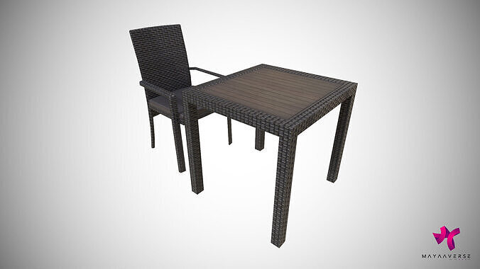 Table Chair 02 Low-poly 3D model
