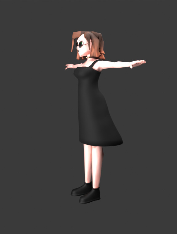 Game ready low poly 3D girl Low-poly 3D model_2