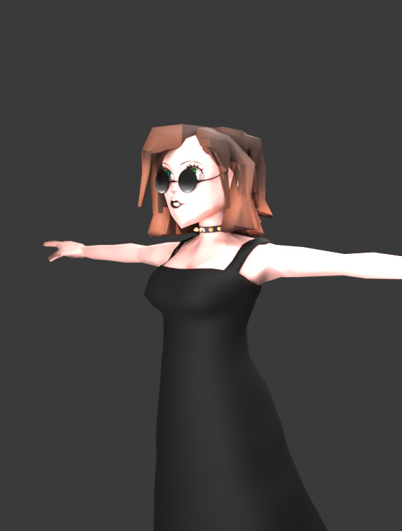 Game ready low poly 3D girl Low-poly 3D model_3