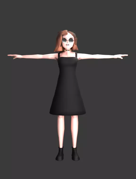 Game ready low poly 3D girl Low-poly 3D model_0