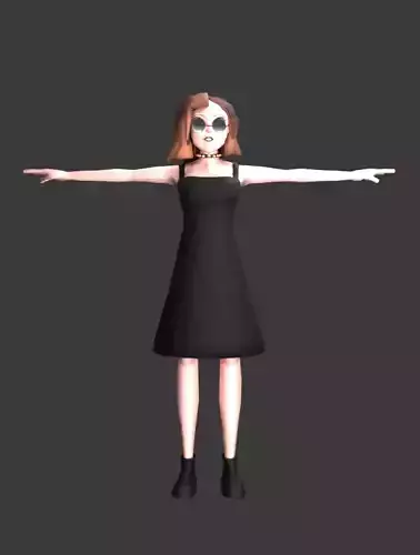 Game ready low poly 3D girl