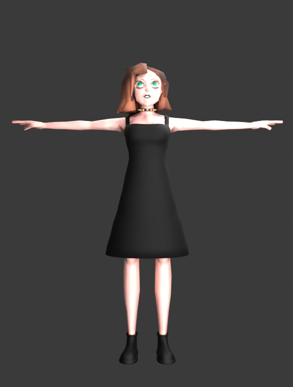 Game ready low poly 3D girl Low-poly 3D model_4