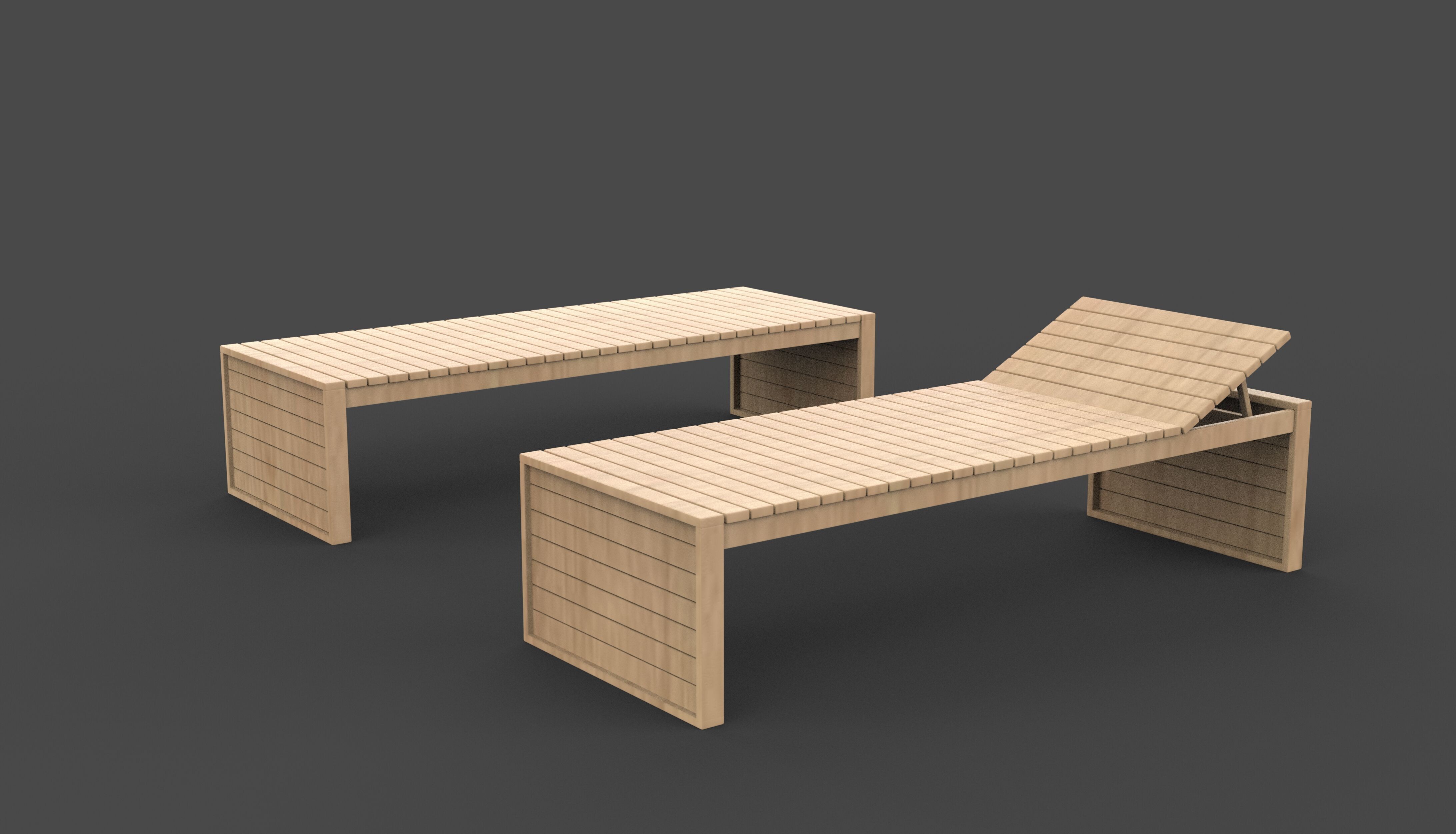 Sunbed 3D model_2