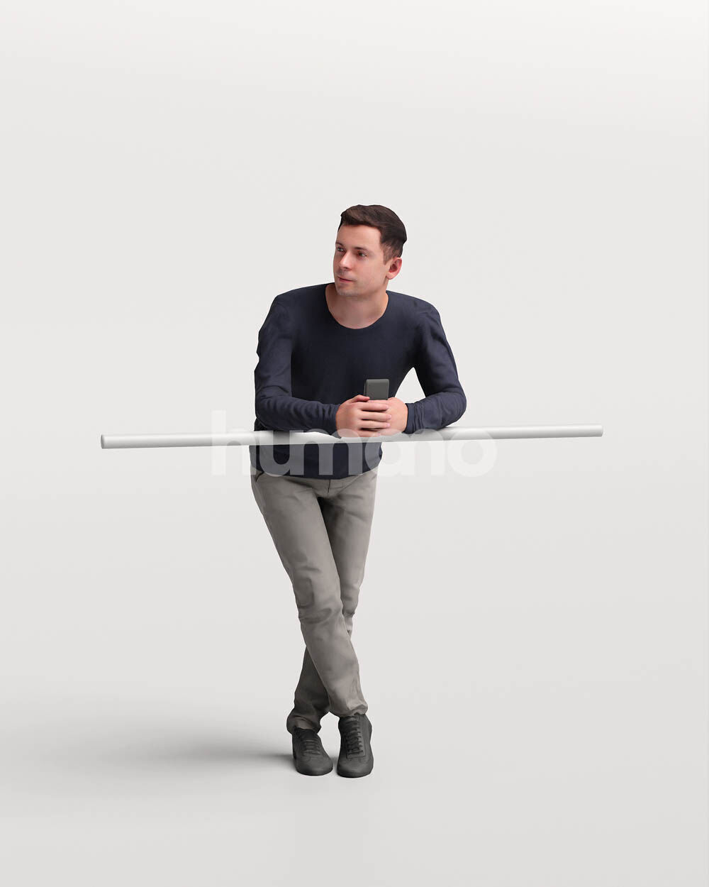Humano Man leaning on the railing -2501-053-2188 3D model_5