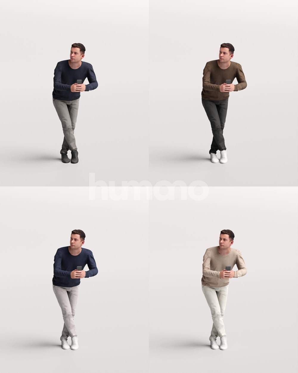 Humano Man leaning on the railing -2501-053-2188 3D model_2