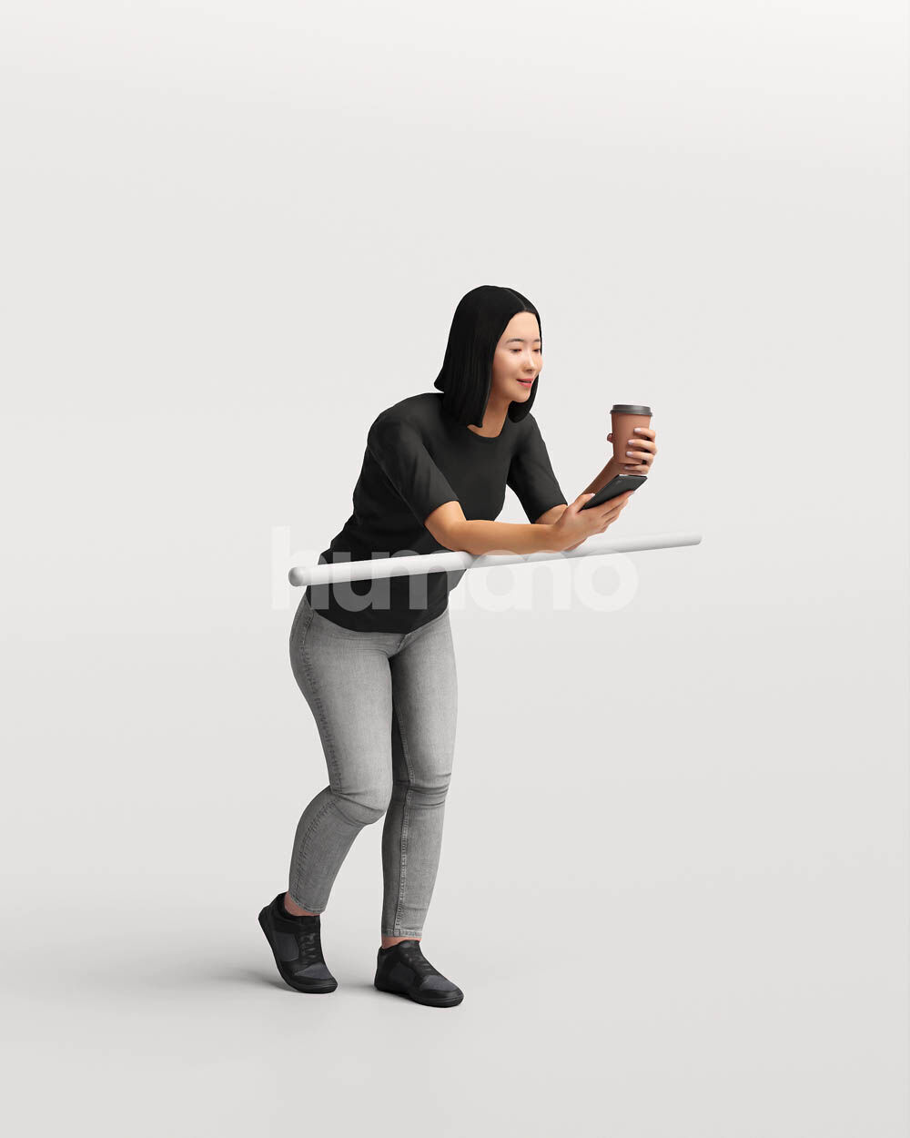 Humano Woman leaning on the railing -2501-048-3659 3D model_6