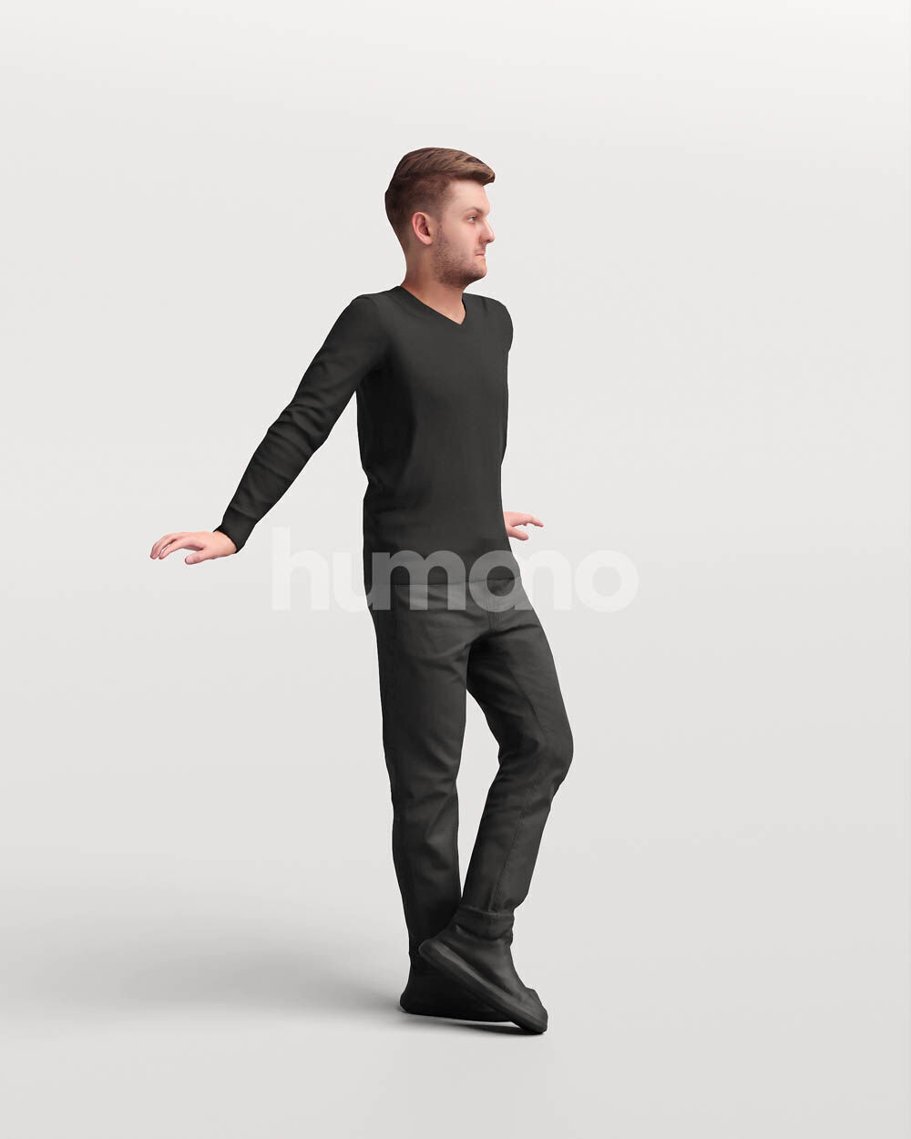 Humano Man leaning on the railing -2501-034-1822 3D model_7
