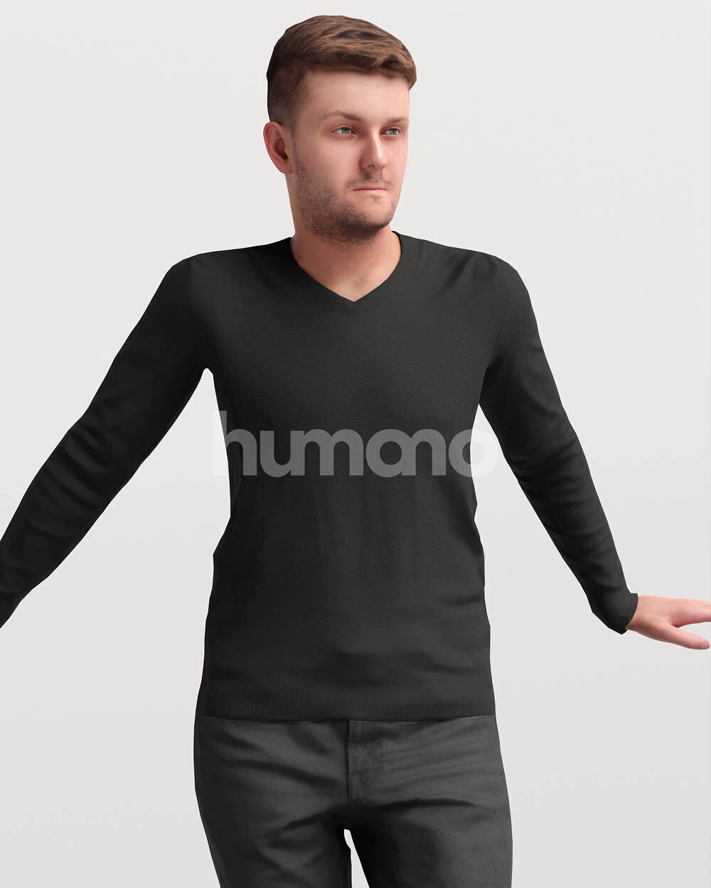 Humano Man leaning on the railing -2501-034-1822 3D model_10