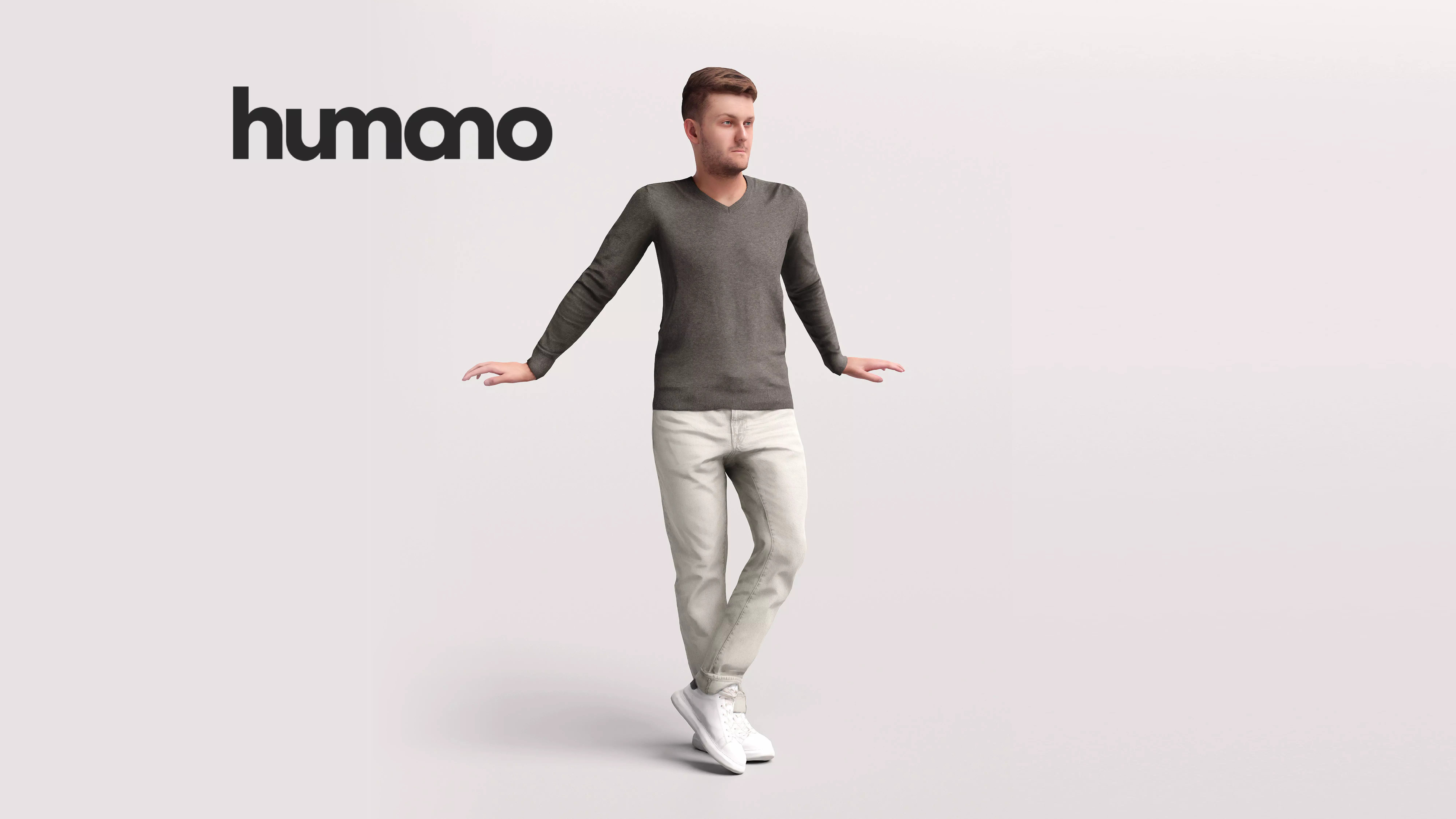 Humano Man leaning on the railing -2501-034-1822 3D model_0