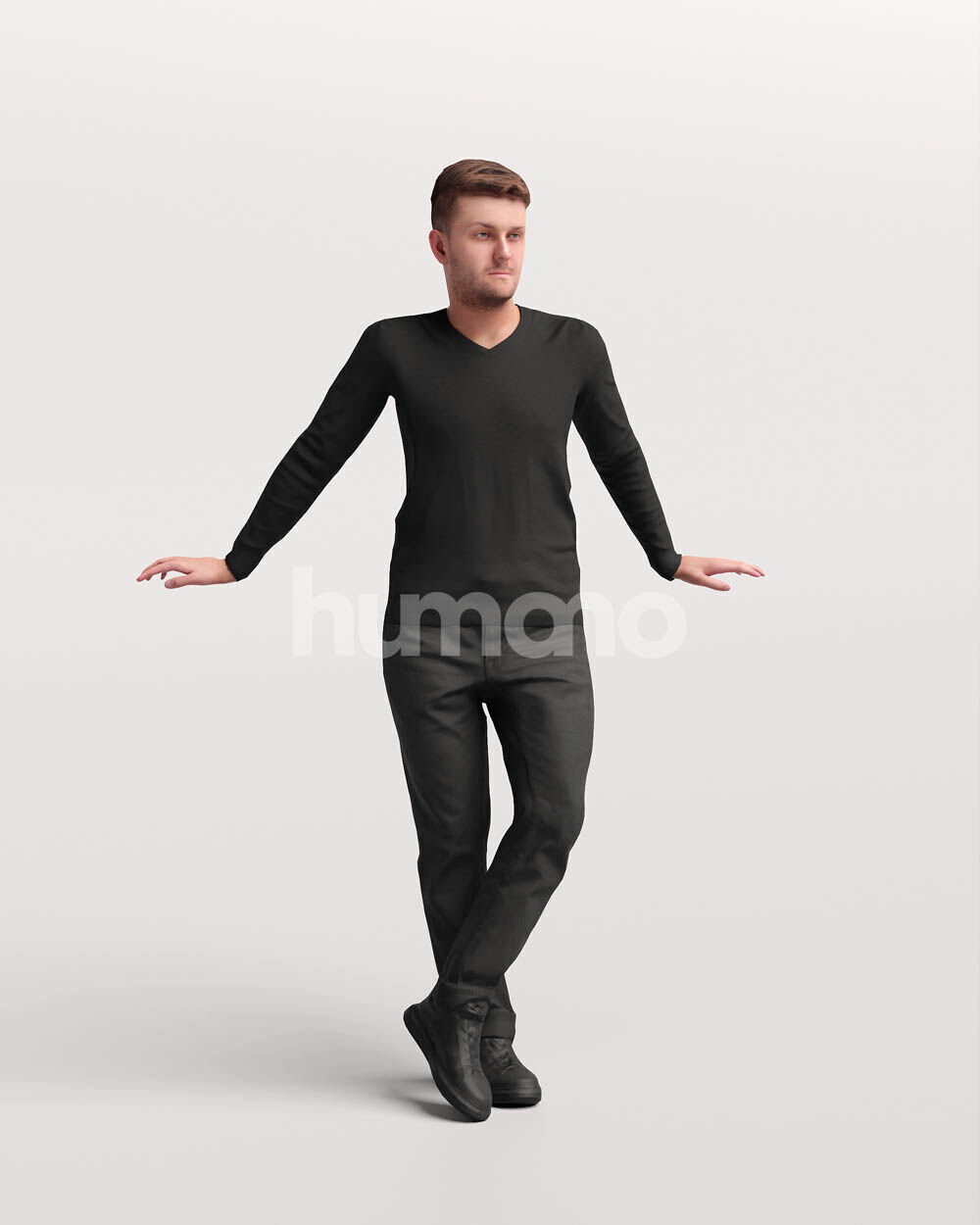 Humano Man leaning on the railing -2501-034-1822 3D model_8