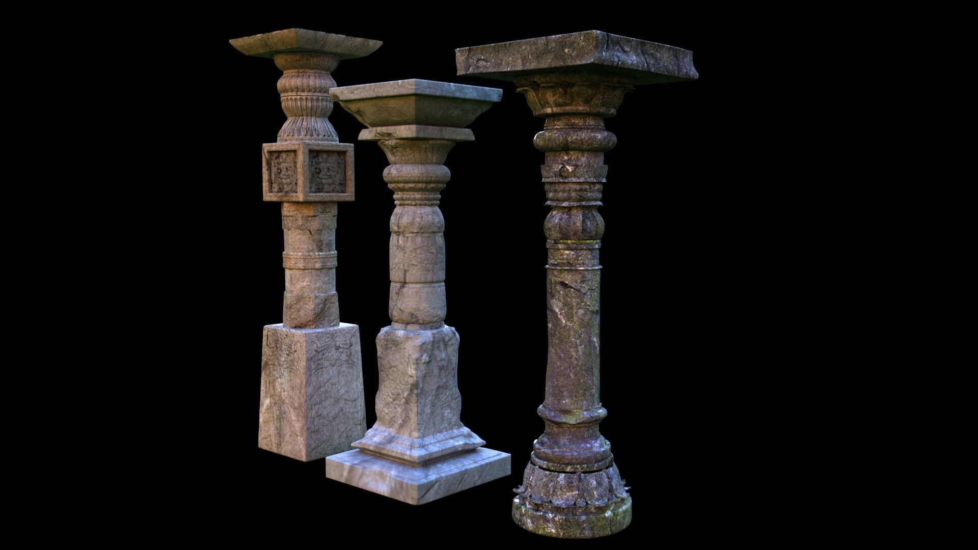 temple old pillar 3D model_1