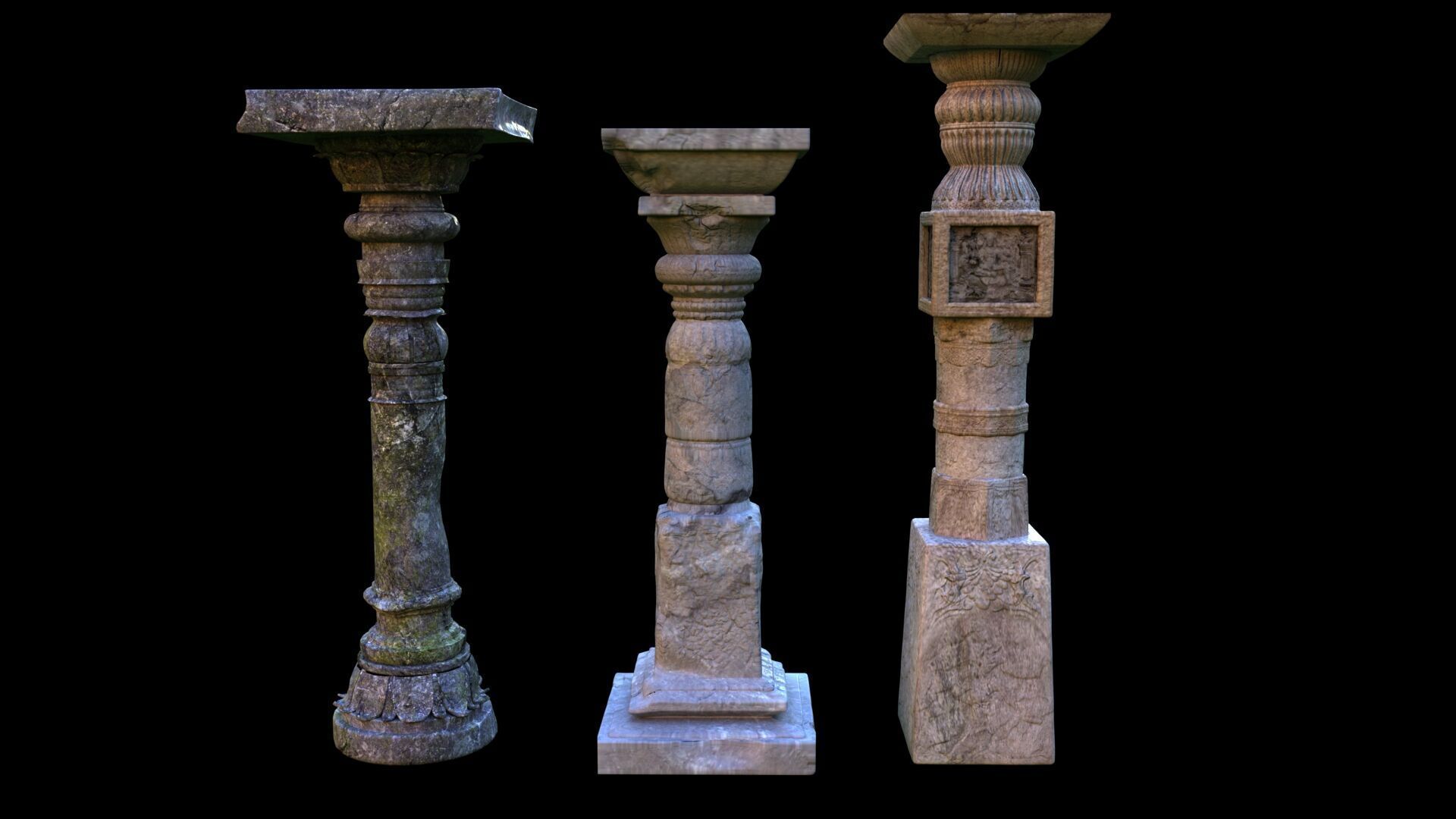temple old pillar 3D model_5