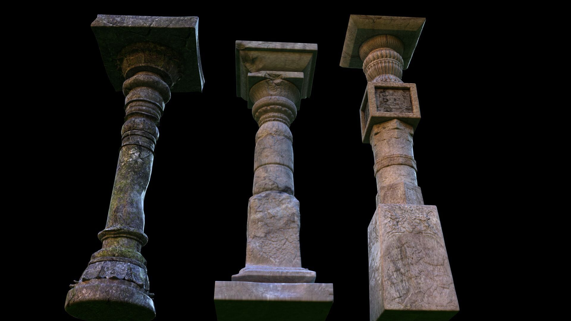 temple old pillar 3D model_6