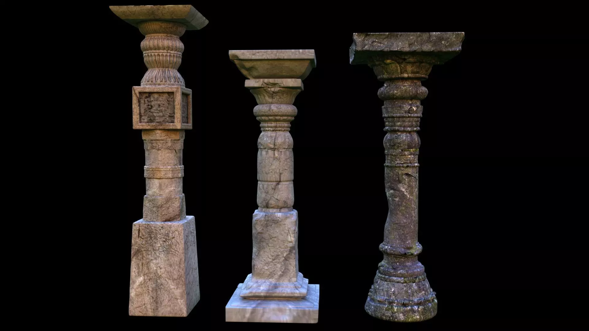 temple old pillar 3D model_0